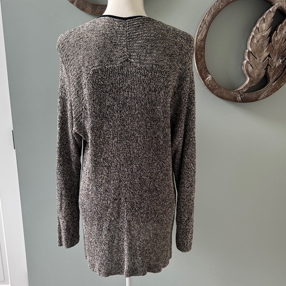 Eileen Fisher Black and Gray V-Neck Sweater - Picture 5 of 7